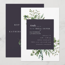 Eggplant & White Foliage Bridal Dusche Einladung