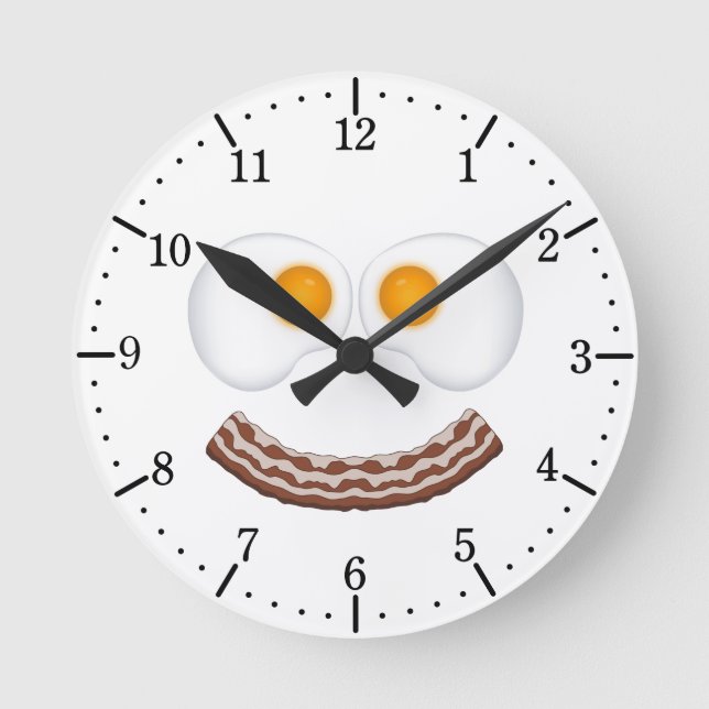 Eggs and Bacon Grin Runde Wanduhr (Vorderseite)