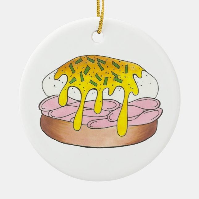 Eggs Benedict Frühstück Diner Food Feinschmecker H Keramikornament (Vorne)