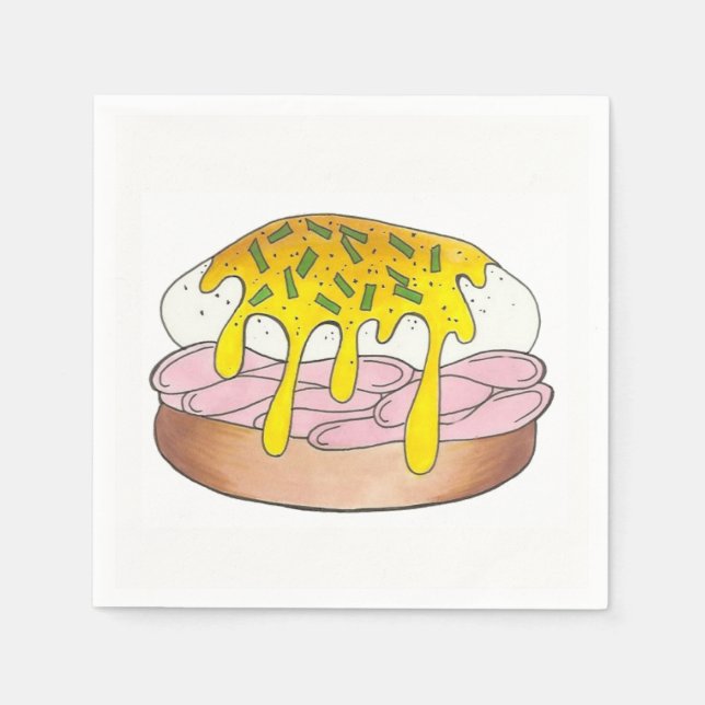 Eggs Benedict Frühstück Küche Feinschmecker Ham Serviette (Vorderseite)