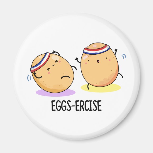 Eggs ercise Funny Aerobic Eggs Pun Magnet (Vorne)