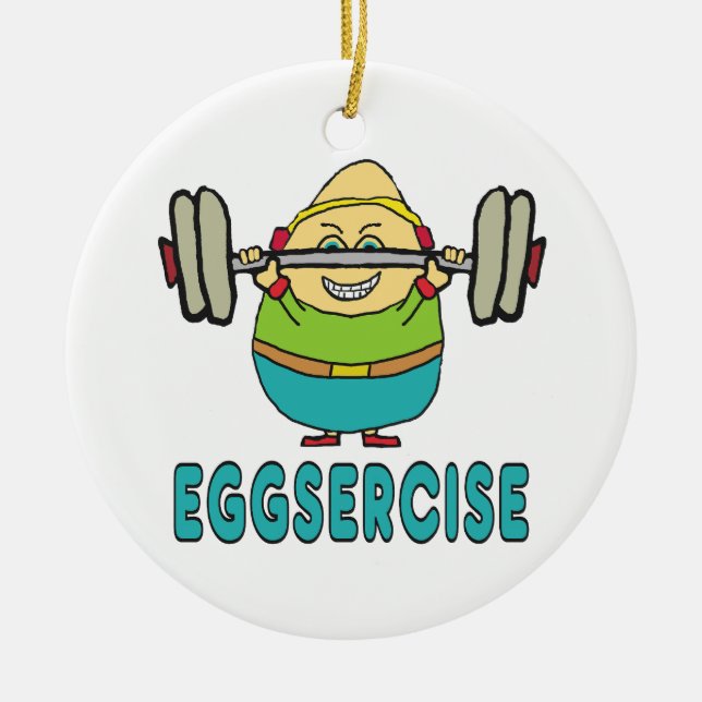 Eggsercise Egg Pun Übung Keramik Ornament (Vorne)