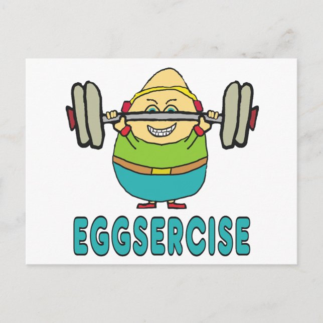 Eggsercise Egg Pun Übung Postkarte (Vorderseite)