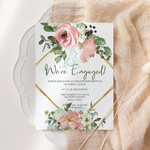 Eggshell and Blush Floral Engagement Party Einladung