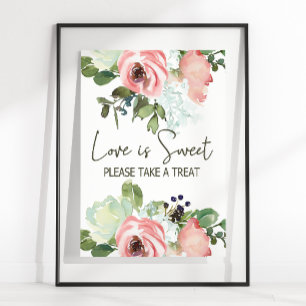Eggshell and Blush Floral Wedding Liebe ist süß Poster