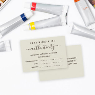 Eggshell Brown Script Certificate of Authenticity