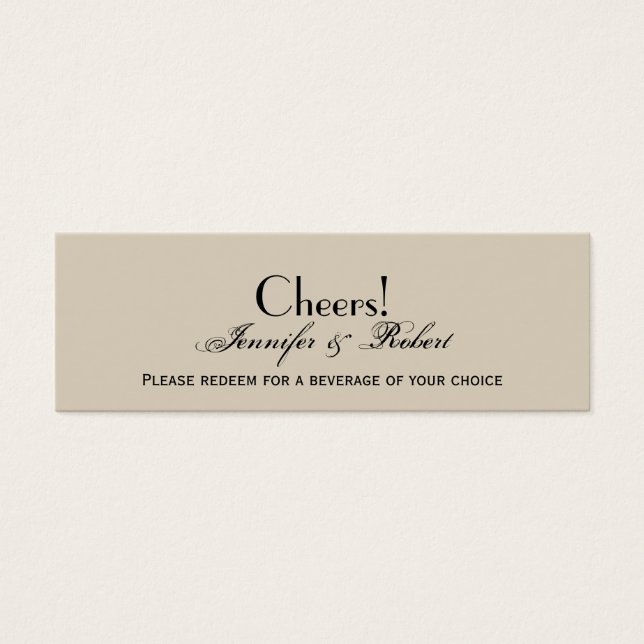 Eggshell Ecru Wedding Drink Ticket (Vorderseite)