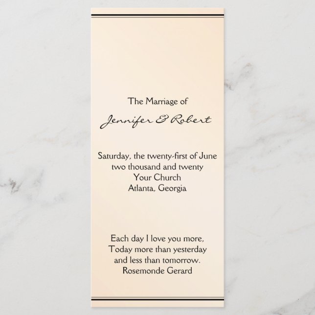 Eggshell Elegance Wedding Program Programm (Vorderseite)