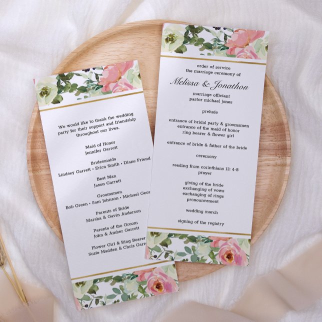 Eggshell et Blush Floral Wedding Programme (Créateur téléchargé)