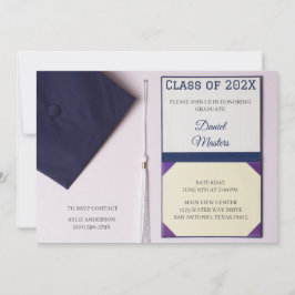 Eggshell/Navy Blue Graduation Einladung