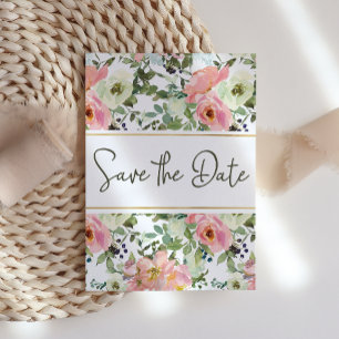 Eggshell und Blush Floral Save the Date