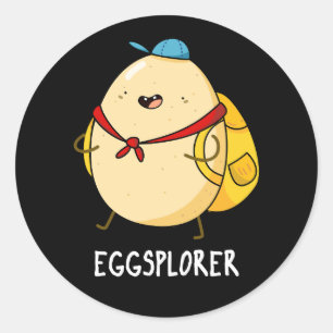 Eggsplorer Funny Egg Explorer Puck Dark BG Runder Aufkleber