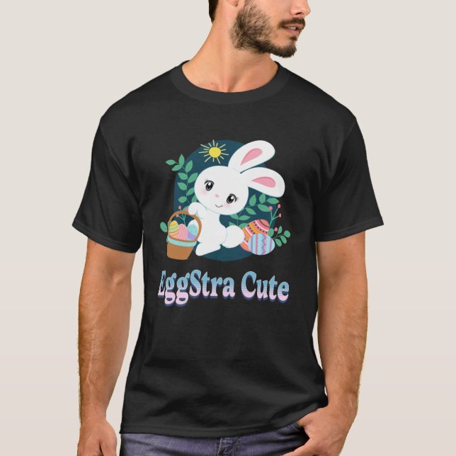 EggStra Cute Easter Pun Saying Easter Bunny Eggs G T-Shirt (Vorderseite)