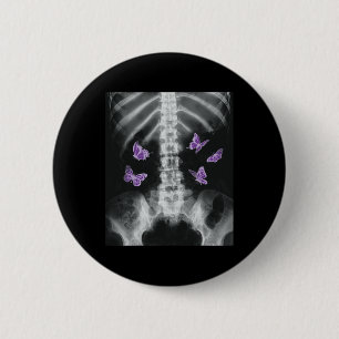 Egirl Röntgen-Skelett Rosa Schmetterling Harajuku  Button