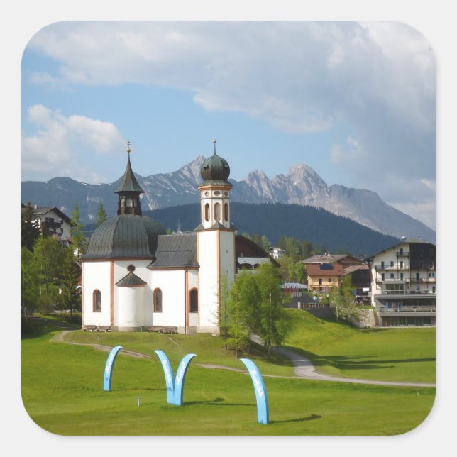 Église à Seefeld, Autriche autocollant (Devant)