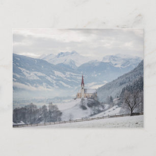 Église à Zillertal en hiver carte postale