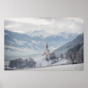 Eglise de Zillertal en affiche hivernale