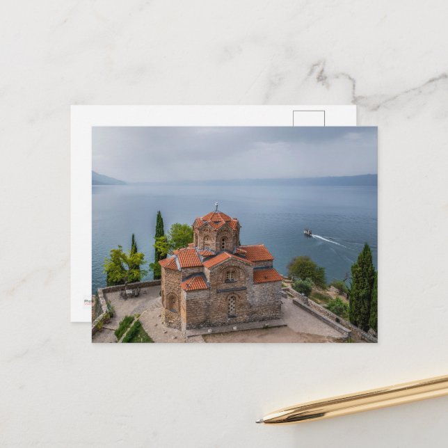 Église St.Kaneo, Ohrid - Macédoine Carte postale (Devant/Arrière en situation)