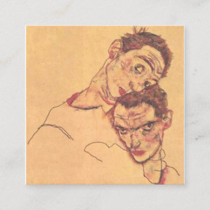 Egon Schiele - Doppeltes Selbstportrait Quadratische Visitenkarte