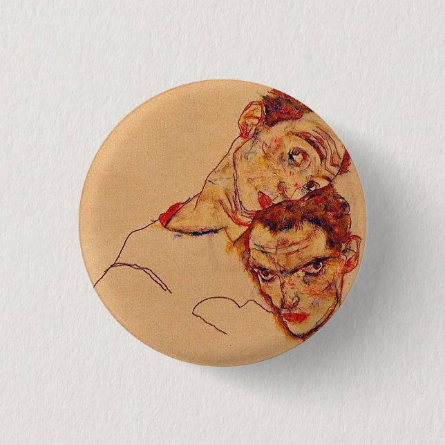 Egon Schiele - doppeltes Selbstporträt Button (Vorderseite)