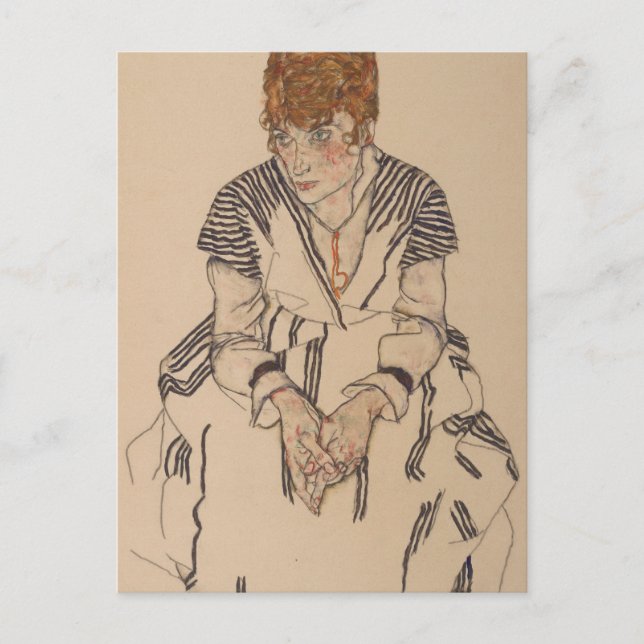 Egon Schiele - Frau des Künstlers im Jura Postkarte (Vorderseite)