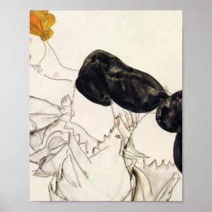 Egon Schiele - Frau in schwarzen Strümpfen Poster