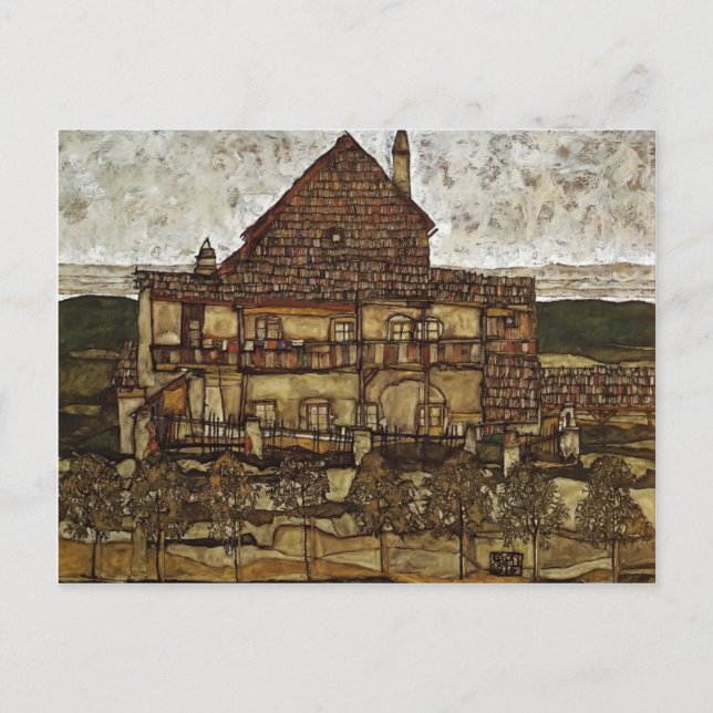 Egon Schiele - Haus mit Schingeln Postkarte (Vorderseite)