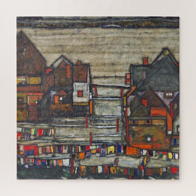 Egon Schiele - Häuser mit Wäscherei (Vertikal)