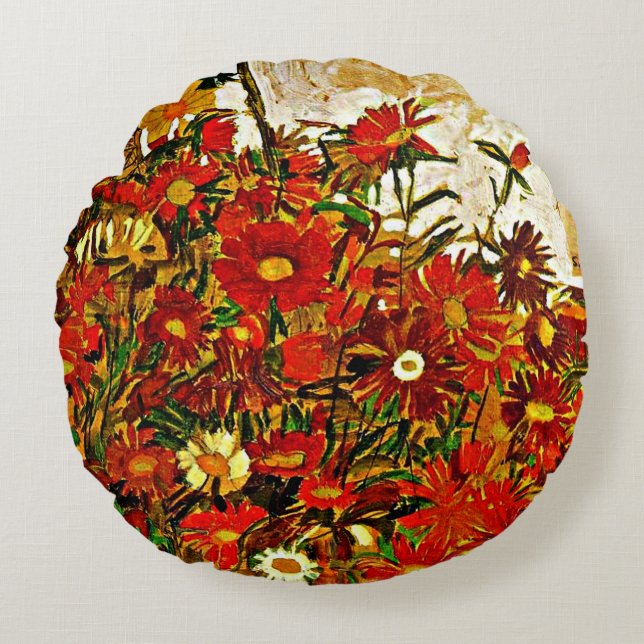 Egon Schiele Malerei, Feld der Blume Rundes Kissen (Vorderseite)
