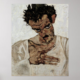 Egon+Schiele,Selbstportrait+mit+frucht+Lattern,Ego Poster