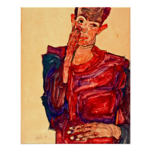 Egon Schiele - Selbstporträt mit dem Augenlid Poster