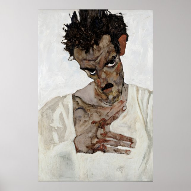 Egon Schiele Selbstporträt Poster Expressionismus (Vorne)
