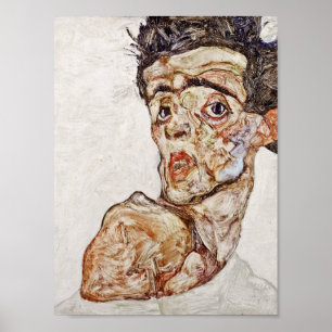 Egon Schiele - Self Portrait with Raised Shoulder Poster