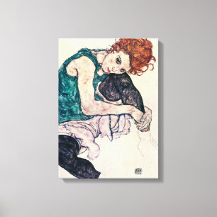 Egon Schiele setzte Frauen-Leinwand-Druck Leinwanddruck