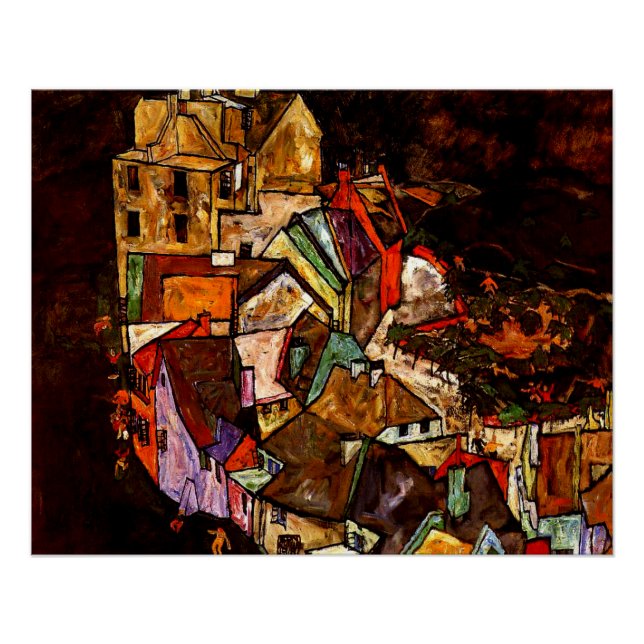 Egon Schiele - Stadtrand Poster (Vorderseite)