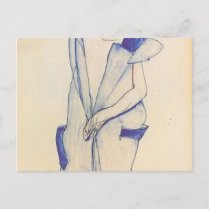Egon Schiele - Stehendes Mädchen in blau und grün Postkarte