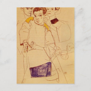 Egon Schiele - Triple Self Portrait Postkarte