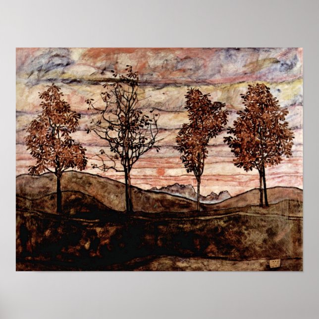 Egon Schiele - vier Bäume Poster (Vorne)