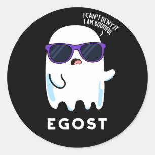 Egost Funny Halloween Ego Ghost Pun Dark BG Runder Aufkleber