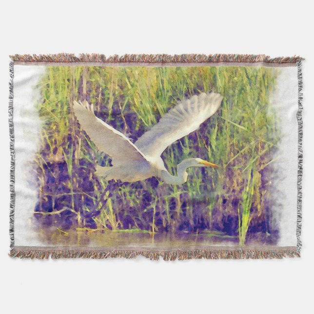 Egret 5 Wasserfarbenkeule Decke (Vorderseite)