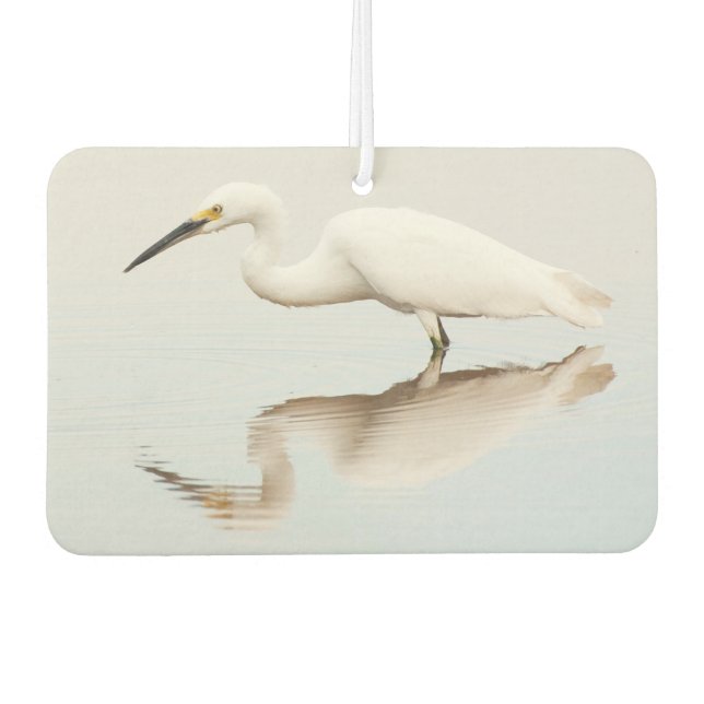 Egret auf einem noch bewachsenen Teich Autolufterfrischer (Vorderseite)