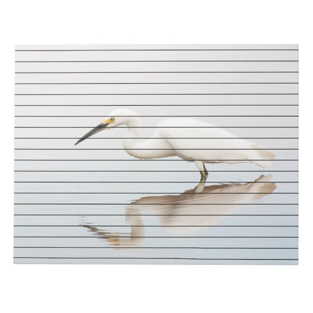 Egret auf einem noch bewachsenen Teich Notizblock (Vorderseite)