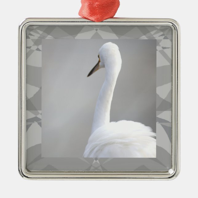 Egret Bird Photo Ornament  Aus Metall (Vorne)