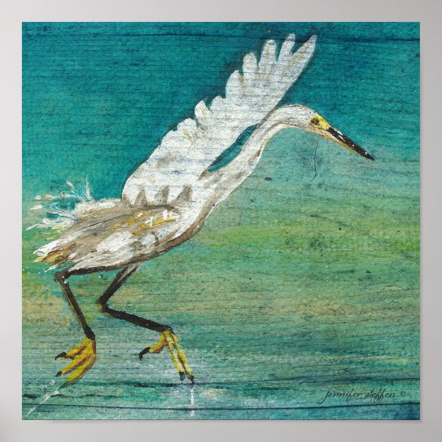 Egret Painted Art Print Poster (Vorne)