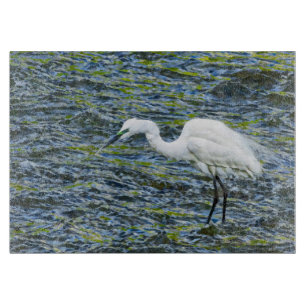 Egret Stork Blue Lake White Bird Schneidebrett