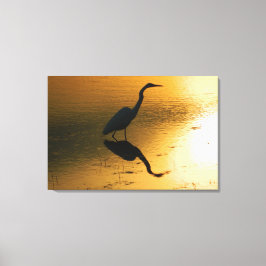 Egret Sunset Wrapped Canvas Print Leinwanddruck