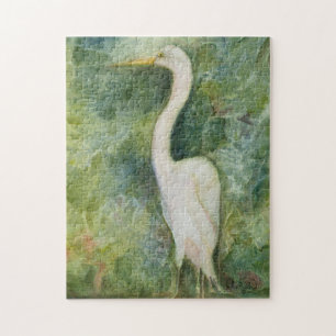 Egret-Vogel im Dschungel Garza blanca Puzzle