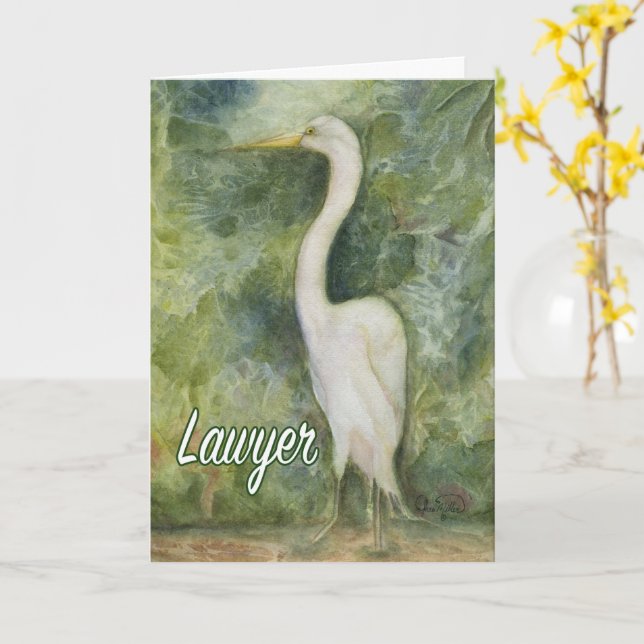 Egret white bird wilde Lawyer Danke Karte (Gelbe Blume)