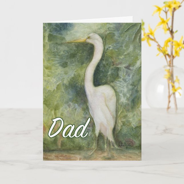 Egret white bird wilderness Vater Birthday Card Karte (Gelbe Blume)