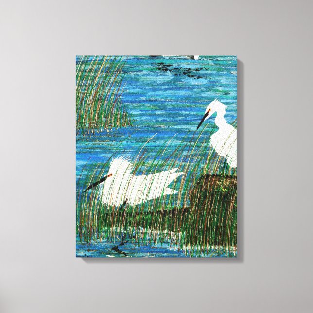 Egret Zuhause Leinwanddruck (Vorderseite)